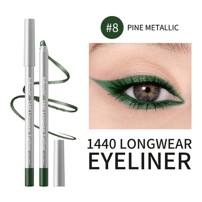 12 Colors Eyeliner Pencil Long-Lasting Wear Waterproof Smudge-Proof Smooth Precise Application Smokey Eyeliner Pencil Makeup