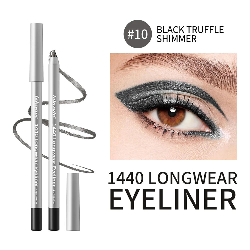 12 Colors Eyeliner Pencil Long-Lasting Wear Waterproof Smudge-Proof Smooth Precise Application Smokey Eyeliner Pencil Makeup