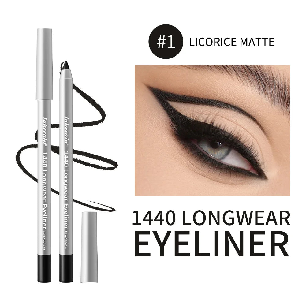 12 Colors Eyeliner Pencil Long-Lasting Wear Waterproof Smudge-Proof Smooth Precise Application Smokey Eyeliner Pencil Makeup
