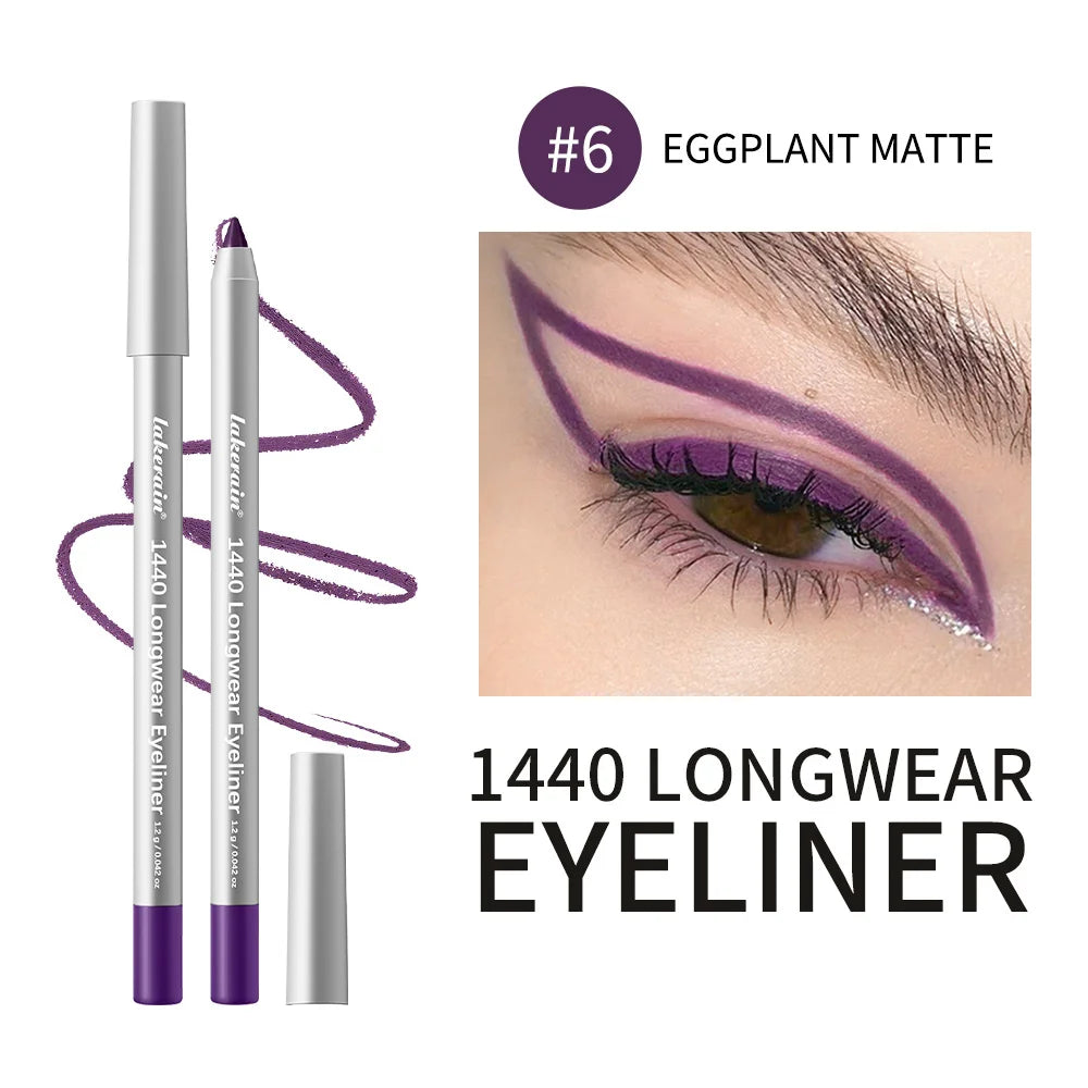 12 Colors Eyeliner Pencil Long-Lasting Wear Waterproof Smudge-Proof Smooth Precise Application Smokey Eyeliner Pencil Makeup