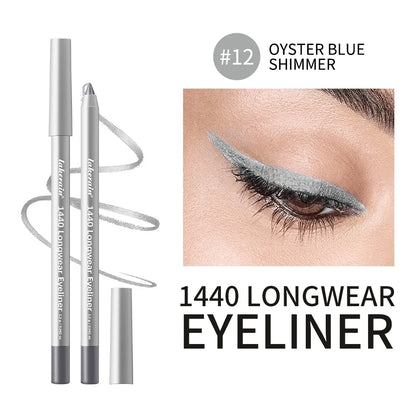 12 Colors Eyeliner Pencil Long-Lasting Wear Waterproof Smudge-Proof Smooth Precise Application Smokey Eyeliner Pencil Makeup