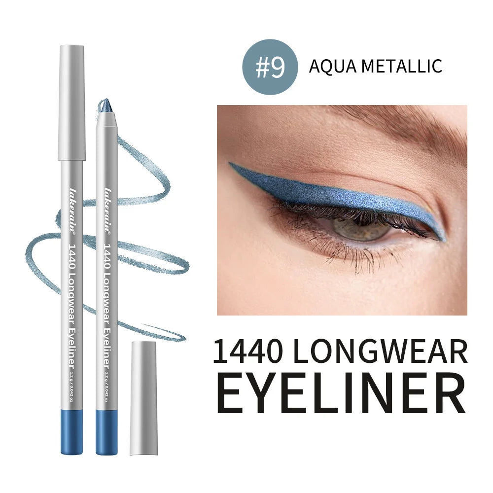12 Colors Eyeliner Pencil Long-Lasting Wear Waterproof Smudge-Proof Smooth Precise Application Smokey Eyeliner Pencil Makeup