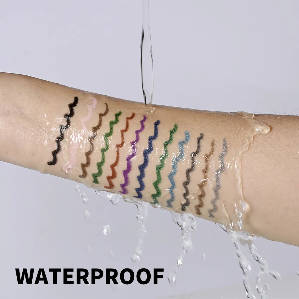 12 Colors Eyeliner Pencil Long-Lasting Wear Waterproof Smudge-Proof Smooth Precise Application Smokey Eyeliner Pencil Makeup
