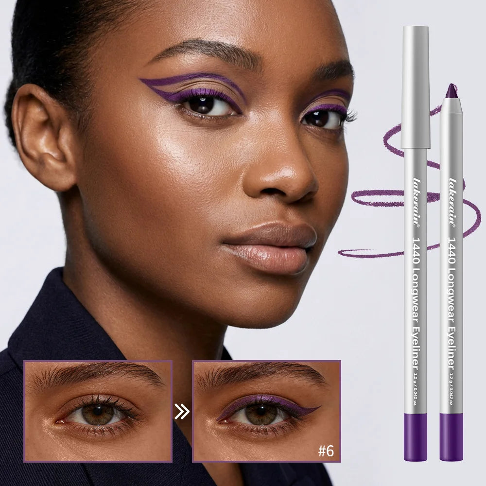 12 Colors Eyeliner Pencil Long-Lasting Wear Waterproof Smudge-Proof Smooth Precise Application Smokey Eyeliner Pencil Makeup